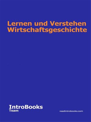 cover image of Lernen und Verstehen Wirtschaftsgeschichte